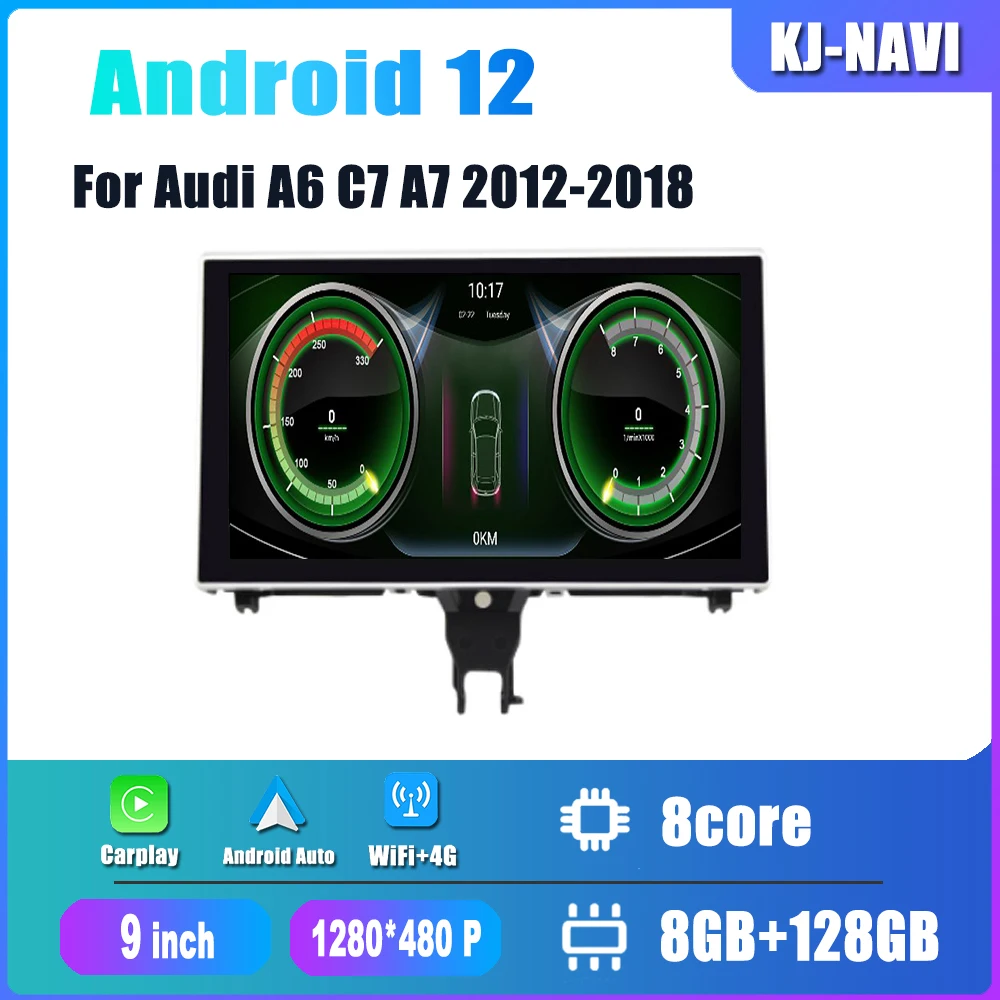 

9'' Android 12 Car Multimedia Player Auto Stereo Radio For Audi A6 C7 A7 2012-2018 WIFI 4G Carplay BT IPS Touch Screen GPS Navi