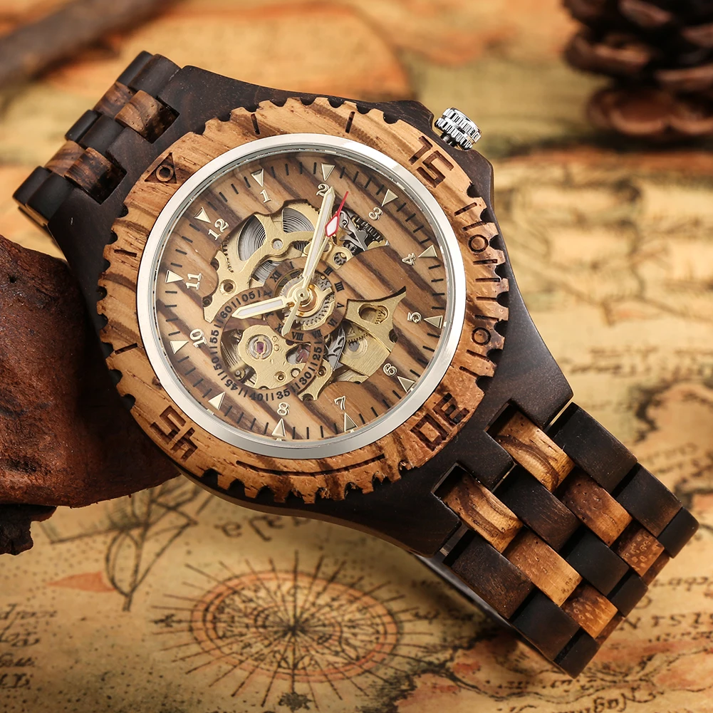 Mechanical Wooden Watch for Men Retro Zebra Wood Automatic Men's Wristwatch Arabic Numerals Clock Watches Male relogio feminino
Mechanical Wooden Watch for Men Retro Zebra Wood Automatic Men's Wristwatch Arabic Numerals Clock Watches Male relogio feminino