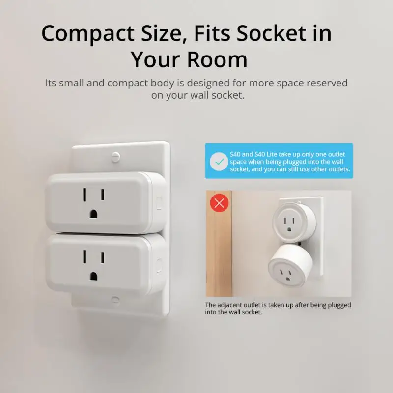 SONOFF S40/Lite IPlug Wi-Fi Smart Plug Socket Power Consumption Measure Monitor Energy Usage Overload Protection Remote Control
SONOFF S40/Lite IPlug Wi-Fi Smart Plug Socket Power Consumption Measure Monitor Energy Usage Overload Protection Remote Control