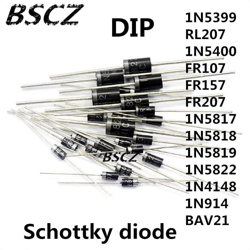1N5399 RL207 1N5400 FR107 FR157 FR207 1N5817 1N5818 1N5819 1N5822 1N4148 1N914 BAV21 DIP Schottky diode
1N5399 RL207 1N5400 FR107 FR157 FR207 1N5817 1N5818 1N5819 1N5822 1N4148 1N914 BAV21 DIP Schottky diode