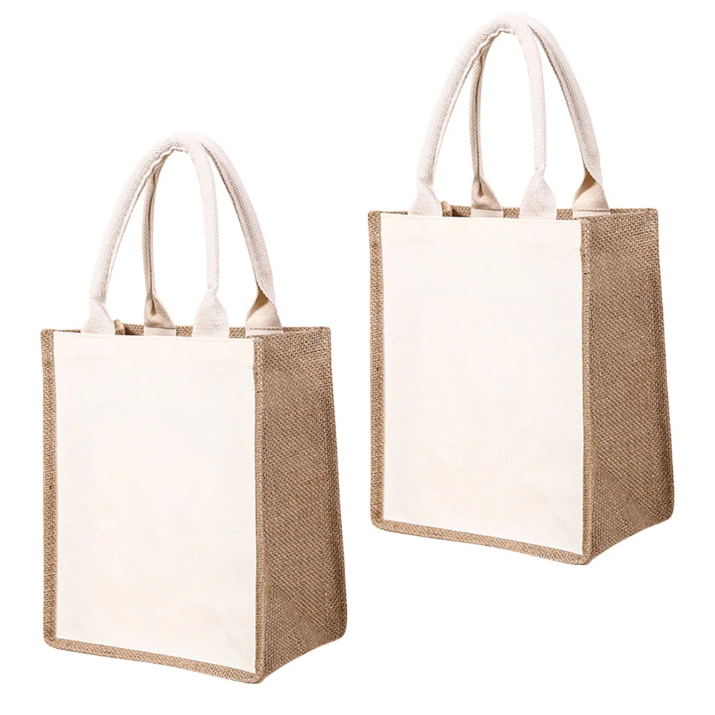 2 Pcs Burlap Tote Reusable Gift Small Handbag Bags Linen Grocery Shopping Handbags
2 Pcs Burlap Tote Reusable Gift Small Handbag Bags Linen Grocery Shopping Handbags