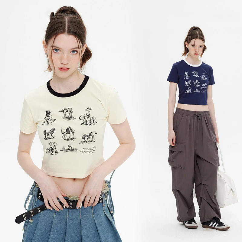 ASHLIMO 2023 Summer New Crop Top T-shirt Korean Thin Round Neck Chic Sweet Tops Short-sleeved Fashion Casual Women Clothing Y2K
ASHLIMO 2023 Summer New Crop Top T-shirt Korean Thin Round Neck Chic Sweet Tops Short-sleeved Fashion Casual Women Clothing Y2K