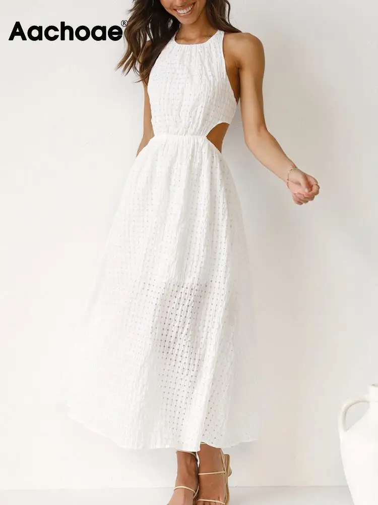 Aachoae Women Elegant Solid Color Midi Dresses Fashion Sleeveless Backless A Line Dresses Ladies Summer Casual Dress
Aachoae Women Elegant Solid Color Midi Dresses Fashion Sleeveless Backless A Line Dresses Ladies Summer Casual Dress