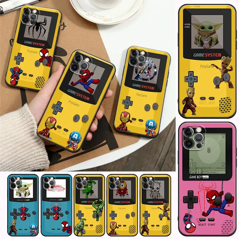 Game-Boy Marvel Spider Iron Man Phone Case for iPhone14 13 12 11 Pro Max 8 7 SE XR XS Plus Black Soft Silicon Cover Fundas Coque
Game-Boy Marvel Spider Iron Man Phone Case for iPhone14 13 12 11 Pro Max 8 7 SE XR XS Plus Black Soft Silicon Cover Fundas Coque