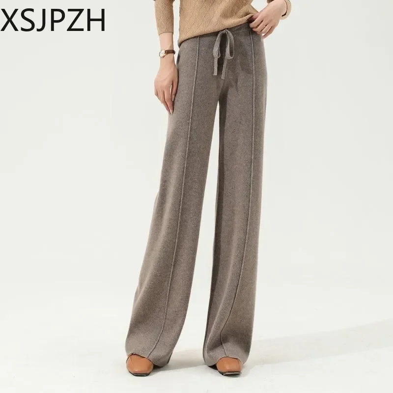 Xsjpzh Autumn Winter Thick Knitted Wide Leg Pants Women's High Waist Elastic Loose Casual Slimming Straight Leg Length Trousers
Xsjpzh Autumn Winter Thick Knitted Wide Leg Pants Women's High Waist Elastic Loose Casual Slimming Straight Leg Length Trousers