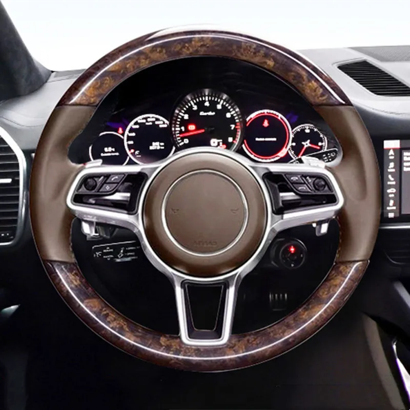 DIY Hand-Stitched Mahogany Carbon Fiber Leather Car Steering Wheel Cover for Porsche Cayenne Macan 911 Interior Auto Accessories
DIY Hand-Stitched Mahogany Carbon Fiber Leather Car Steering Wheel Cover for Porsche Cayenne Macan 911 Interior Auto Accessories