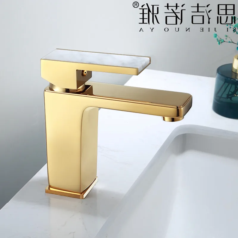Simple Nordic Copper Natural Marble Gold Wash Hot and Cold Water Faucet Drop-in Sink Light Luxury Inter-Platform Basin Ins 
Simple Nordic Copper Natural Marble Gold Wash Hot and Cold Water Faucet Drop-in Sink Light Luxury Inter-Platform Basin Ins