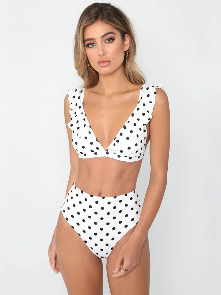 Ruffle Bikini Set Women High Waist Swimwear Sexy Dot Print Swimsuit Solid Bikinis Summer Beachwear Female
Ruffle Bikini Set Women High Waist Swimwear Sexy Dot Print Swimsuit Solid Bikinis Summer Beachwear Female