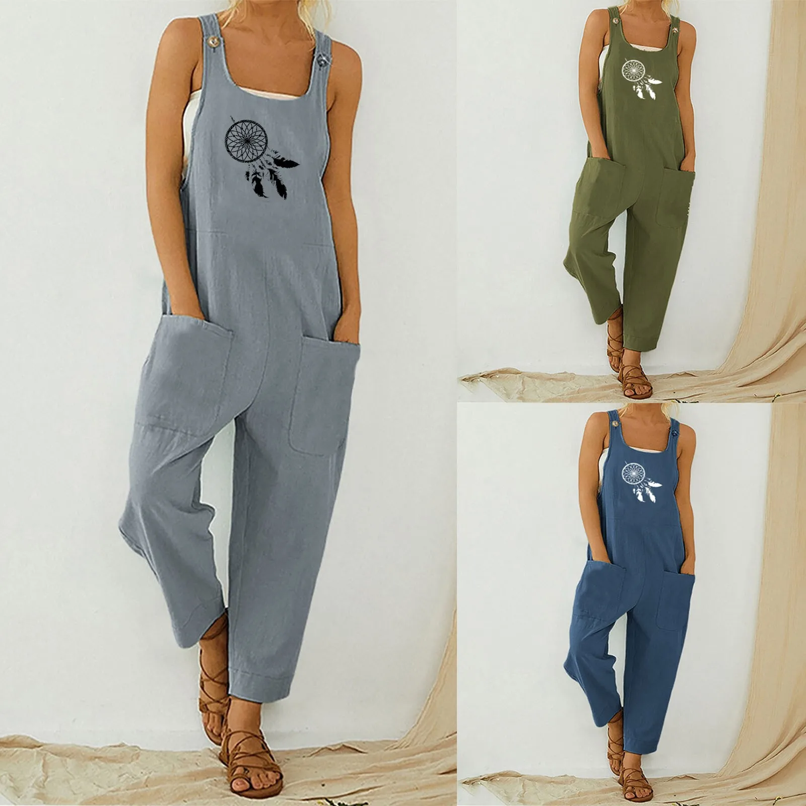 

Clothing Jumpsuits Woman Clothing Women Casual Jumpsuit Boho Sunfloral Pocket Dressy Romper Tall Women Summer Romper Pajamas
