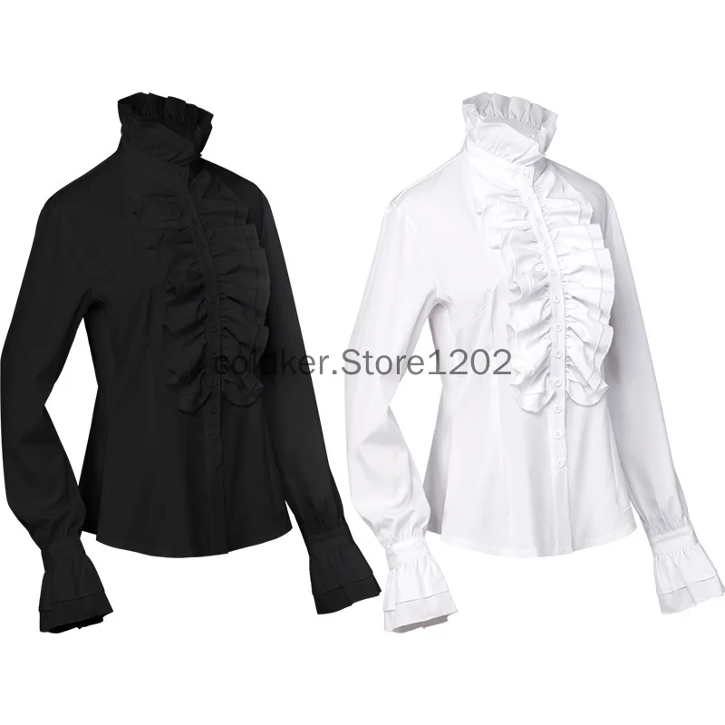 Medieval Gothic Victoria Steampunk Cosplay Costume Pleated Shirts Tops Black White Long Sleeve Clothes Women Outfit Halloween
Medieval Gothic Victoria Steampunk Cosplay Costume Pleated Shirts Tops Black White Long Sleeve Clothes Women Outfit Halloween