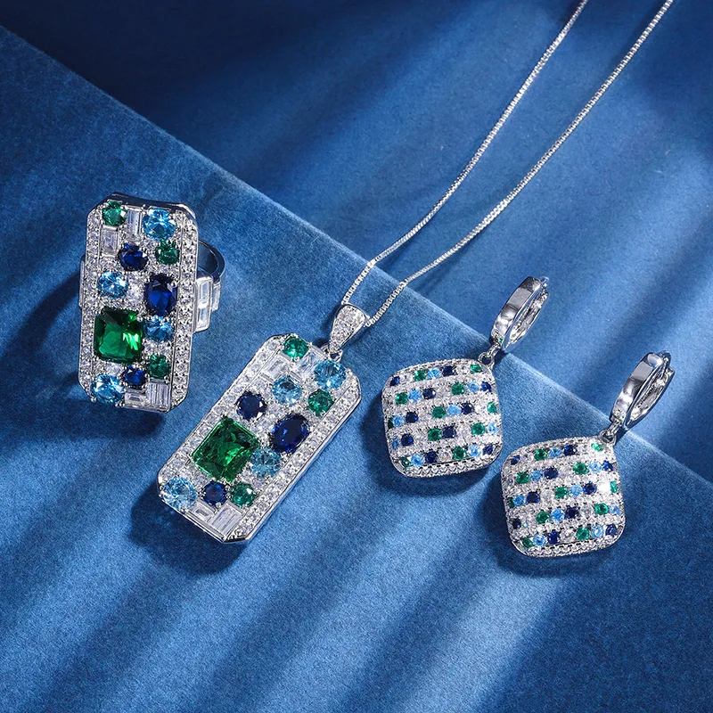 Personality 925 Silver Jewelry Sets Luxury Emerald CZ Bridal Pendant Necklace Ring Earring for Women Gorgeous Vintage Jewelry
Personality 925 Silver Jewelry Sets Luxury Emerald CZ Bridal Pendant Necklace Ring Earring for Women Gorgeous Vintage Jewelry