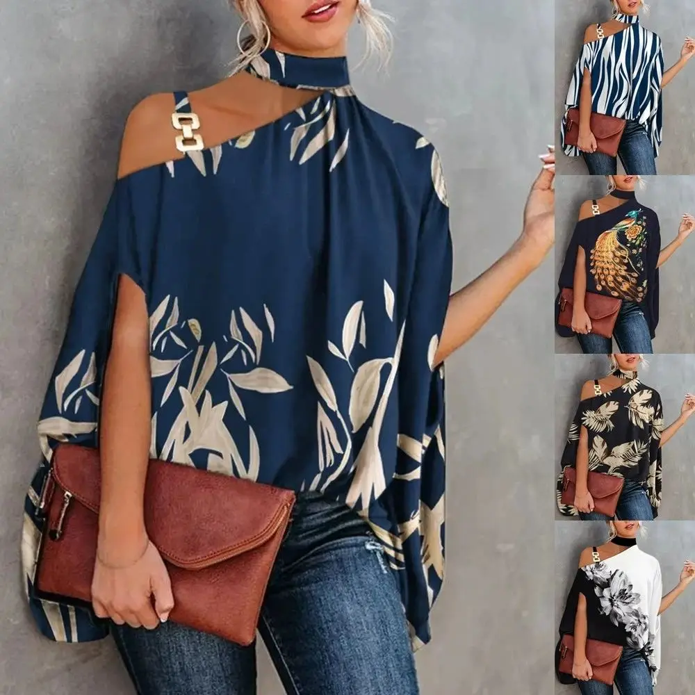Summer new off-the-shoulder halterneck retro print dolman sleeve top loose shirt women's shirt
Summer new off-the-shoulder halterneck retro print dolman sleeve top loose shirt women's shirt