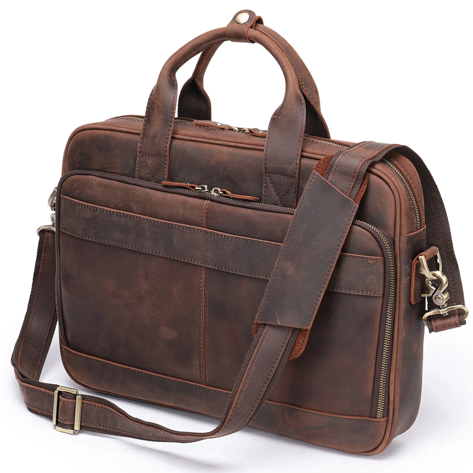 

Bags Briefcase Daily Bag Working Bag Bag Documents Laptop Men Retro Genuine Male Pad Casual For 15.6 Leather Handbags Tote