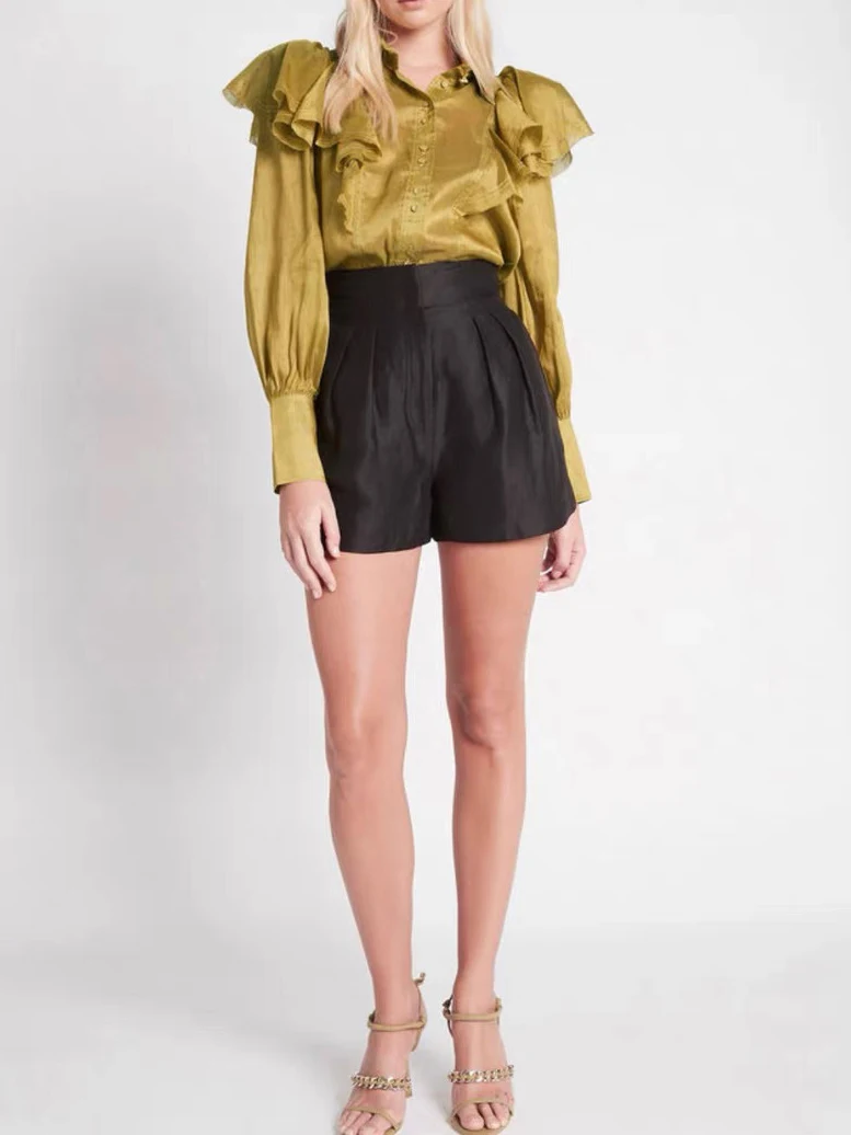 High Quality European Autumn Fashion Lantern Sleeve Turn Down Collar Ruffle Blouse
High Quality European Autumn Fashion Lantern Sleeve Turn Down Collar Ruffle Blouse