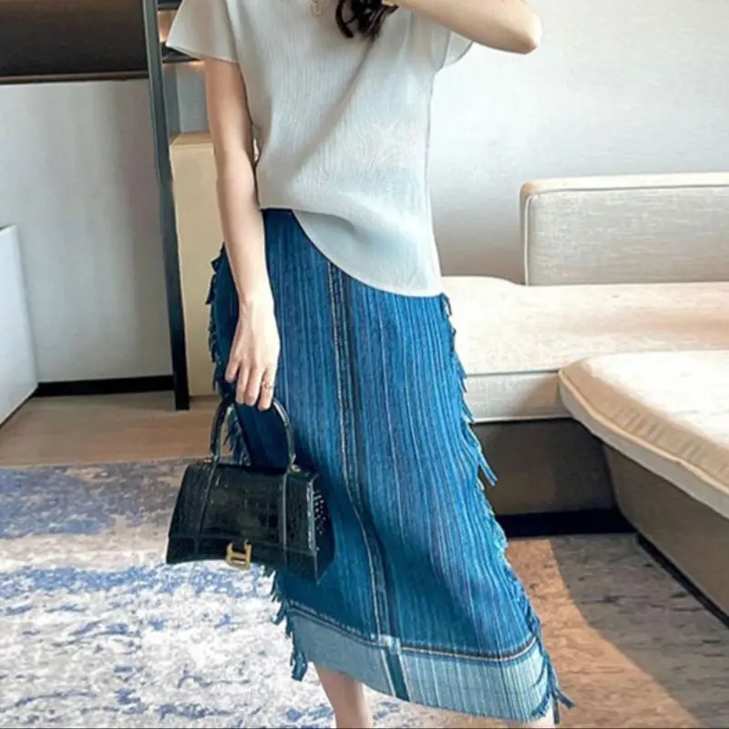 Женская джинсовая юбка с кисточками, юбка с высокой талией и принтом, облегающая юбка на весну/лето, 2023
Женская джинсовая юбка с кисточками, юбка с высокой талией и принтом, облегающая юбка на весну/лето, 2023