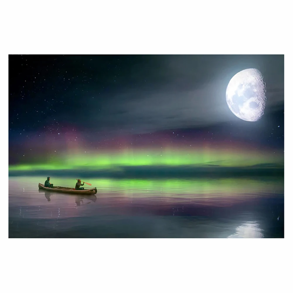 

DIY 5D diamond painting lake aurora cross stitch set full diamond embroidery mosaic landscape decorative painting gift