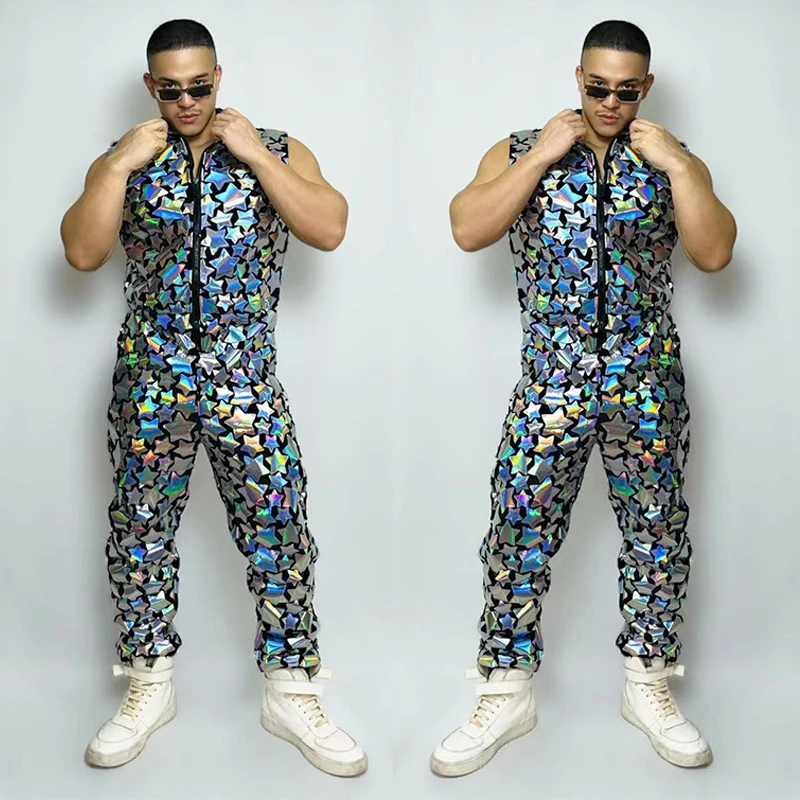 Laser Mirror Sequins Bodysuit Gogo Dance Costume Male Party Bar Dj Ds Rave Outfit Drag Queen Clothes Hip Hop Dancewear VDB5338 
Laser Mirror Sequins Bodysuit Gogo Dance Costume Male Party Bar Dj Ds Rave Outfit Drag Queen Clothes Hip Hop Dancewear VDB5338