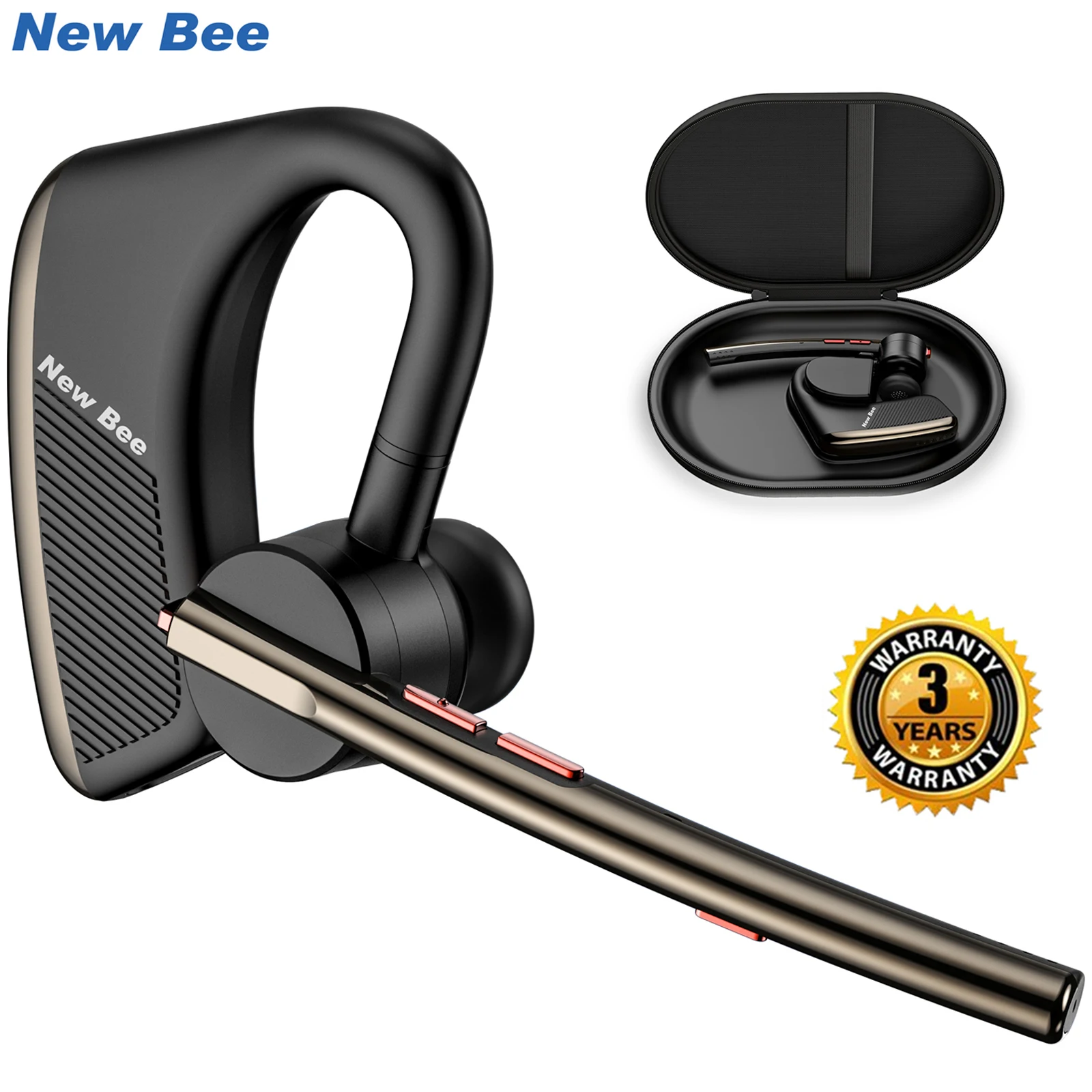 

New Bee M50 Bluetooth 5.2 Headset Wireless Earphones Headphone with Dual Mic Earbuds Earpiece CVC8.0 Noise Cancelling Hands-free