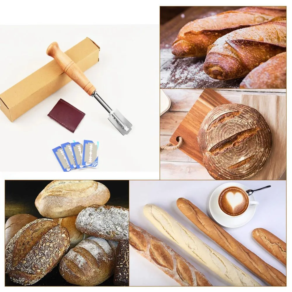 Bread Bakers Cutter Cutting Tool Bread Lame Dough Scoring Blade Tools Making Razor Cutter Curved Knife With Leather Protective
Bread Bakers Cutter Cutting Tool Bread Lame Dough Scoring Blade Tools Making Razor Cutter Curved Knife With Leather Protective