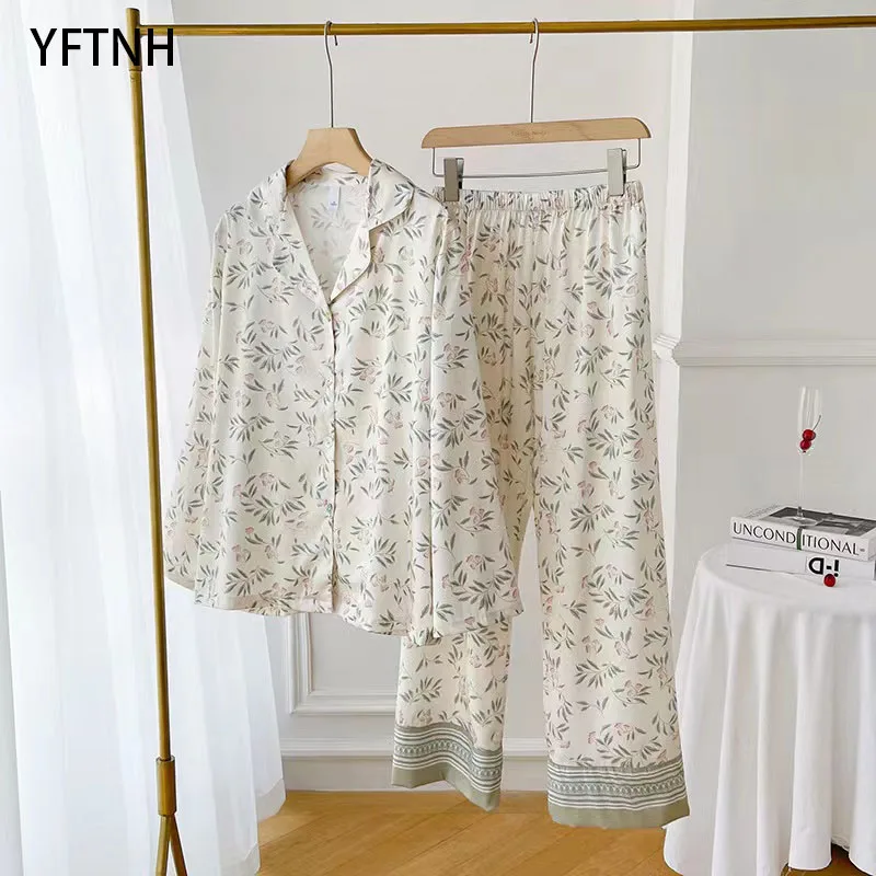 Пижамный комплект YFTNH Женский, Шелковый Топ с длинным рукавом и штаны, одежда для дома, бутиковый женский пижамный комплект с цветочным прин... 
Пижамный комплект YFTNH Женский, Шелковый Топ с длинным рукавом и штаны, одежда для дома, бутиковый женский пижамный комплект с цветочным прин...