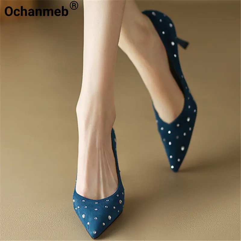 Ochanmeb Natural Sheep Suede Woman Pumps Embellish Crystal Rhinestone Thin High Heeled Shoes Women Slip-on Shallow Party Shoe 42
Ochanmeb Natural Sheep Suede Woman Pumps Embellish Crystal Rhinestone Thin High Heeled Shoes Women Slip-on Shallow Party Shoe 42
