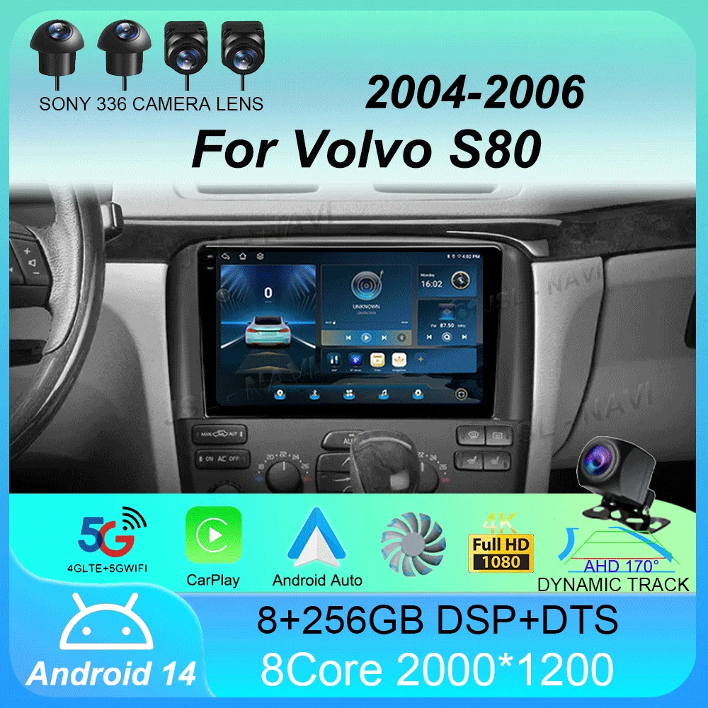 Автомобильный радиоприемник Android 14 Carplay с экраном 2K мультимедийный плеер для Volvo