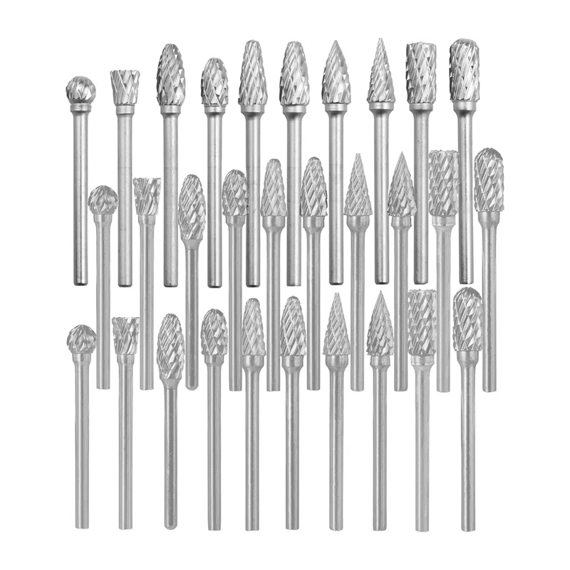 30 Pcs Double Cut Titanium Carbide Rotary Burr Set - 1/8 Inch (3Mm) Handle And 1/4 Inch (6Mm) Head Size Tungsten Carbide
30 Pcs Double Cut Titanium Carbide Rotary Burr Set - 1/8 Inch (3Mm) Handle And 1/4 Inch (6Mm) Head Size Tungsten Carbide