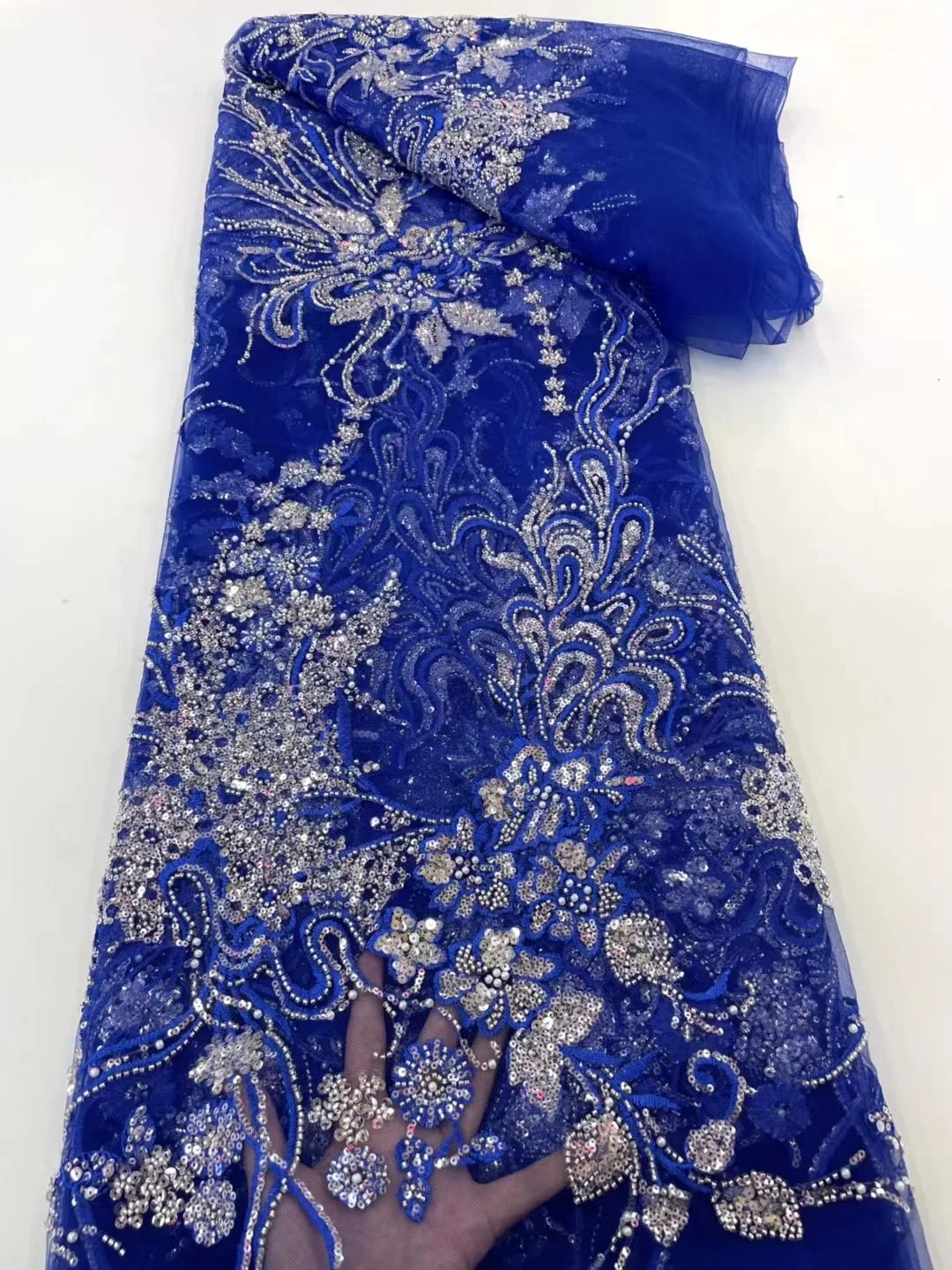 Royal Blue Nigerian Tulle Lace Fabrics High Quality Beads Luxury African Sequins Lace Embroidery French Tulle Lace For Dress
Royal Blue Nigerian Tulle Lace Fabrics High Quality Beads Luxury African Sequins Lace Embroidery French Tulle Lace For Dress