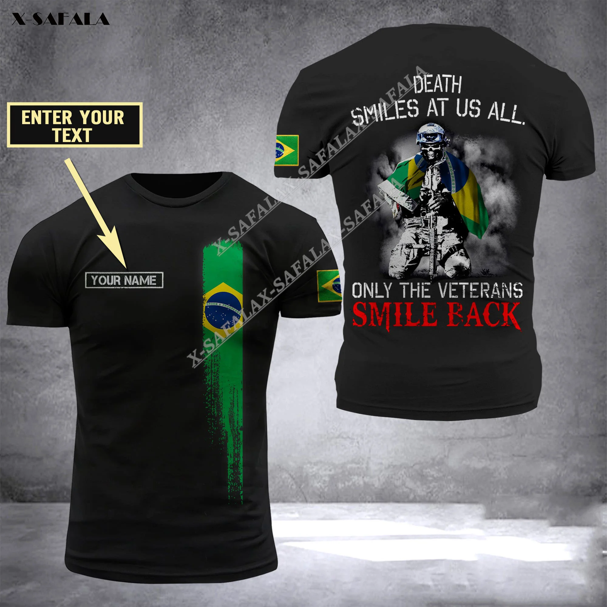 Brazil Country Retired Soldier Army Camo Custom Name 3D Printed Breathable T-shirt Summer Round Neck Men Female Casual TopS
Brazil Country Retired Soldier Army Camo Custom Name 3D Printed Breathable T-shirt Summer Round Neck Men Female Casual TopS