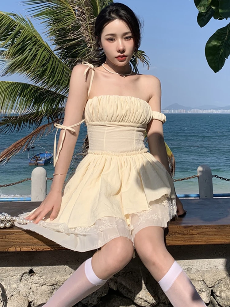 M GIRLS Y2K Women Princess Dress Girl Kawaii Strapless Backless Corset Bandage Mini Club Birthday Gown Femme Ropa Mujer
M GIRLS Y2K Women Princess Dress Girl Kawaii Strapless Backless Corset Bandage Mini Club Birthday Gown Femme Ropa Mujer