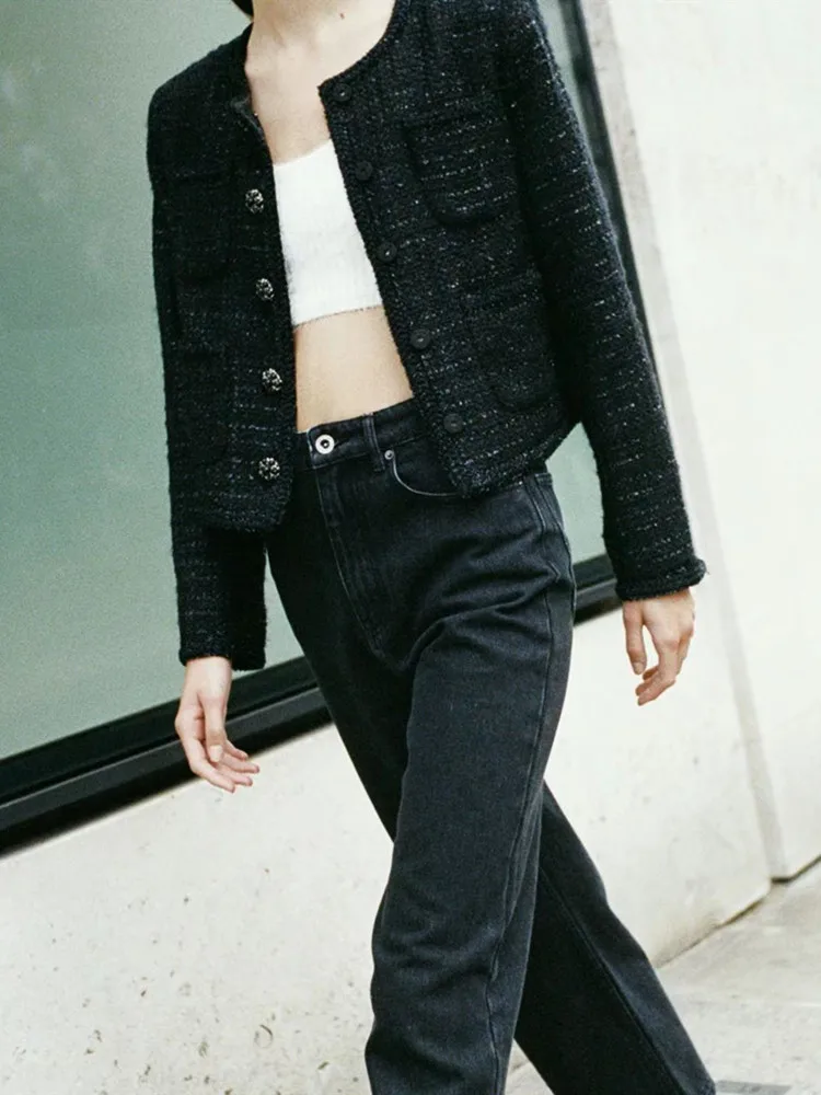 Women Jacket Tweed O-Neck Single Breasted Long Sleeve Floral Button Multi Pocket Elegant Coat
Women Jacket Tweed O-Neck Single Breasted Long Sleeve Floral Button Multi Pocket Elegant Coat