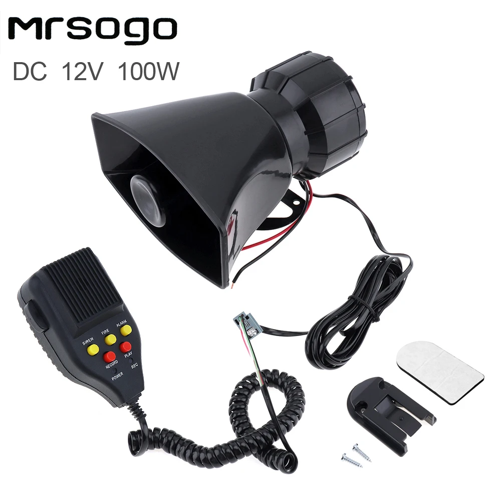 100W 12V 7 Sounds Loud Car Electronic Warning Siren Horn Motorcycle Alarm Firemen Ambulance Loudspeaker Support MIC and Records
100W 12V 7 Sounds Loud Car Electronic Warning Siren Horn Motorcycle Alarm Firemen Ambulance Loudspeaker Support MIC and Records