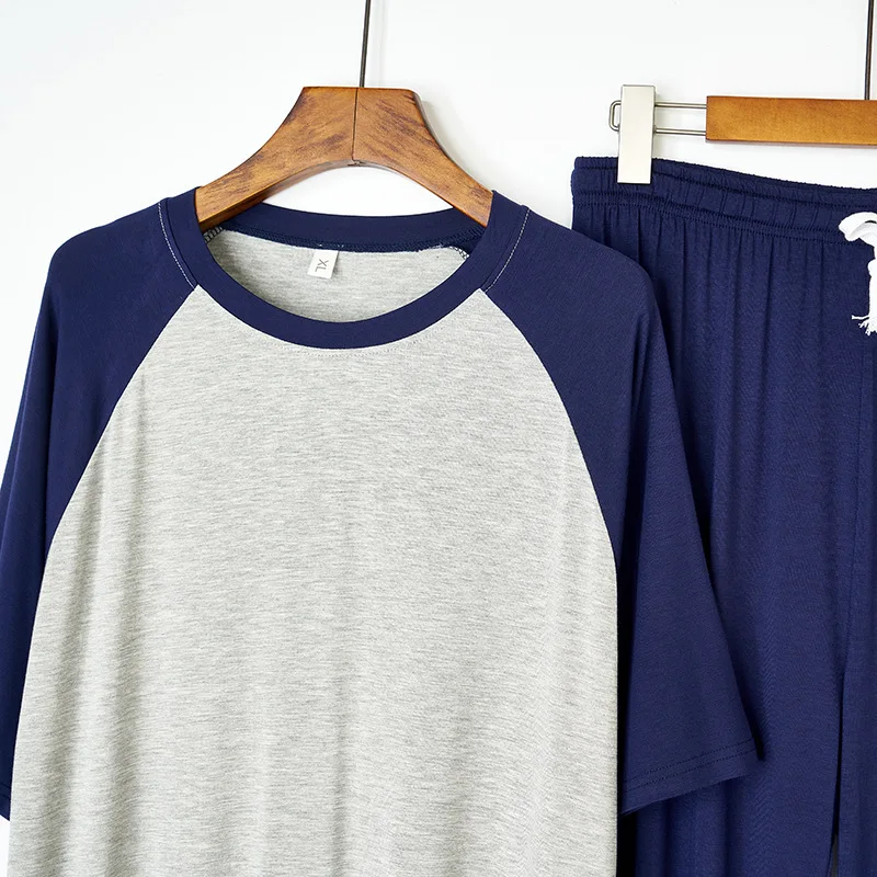 Modal Big Size Pajamas Set for Men Summer T-Shirt + Pants Two Piece Sleepwear Shorts Sleeved Loungewear Cotton Nightwear New
Modal Big Size Pajamas Set for Men Summer T-Shirt + Pants Two Piece Sleepwear Shorts Sleeved Loungewear Cotton Nightwear New