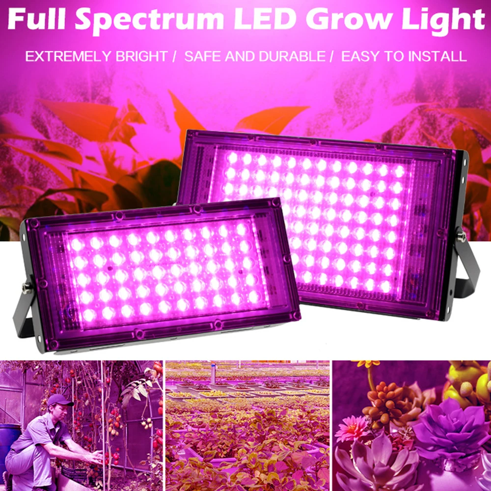 

AC165V- 265V Full Spectrum LED Grow Light 50W 100W Phyto Lamp With EU Plug for Greenhouse Hydroponic Plant Growth Lighting