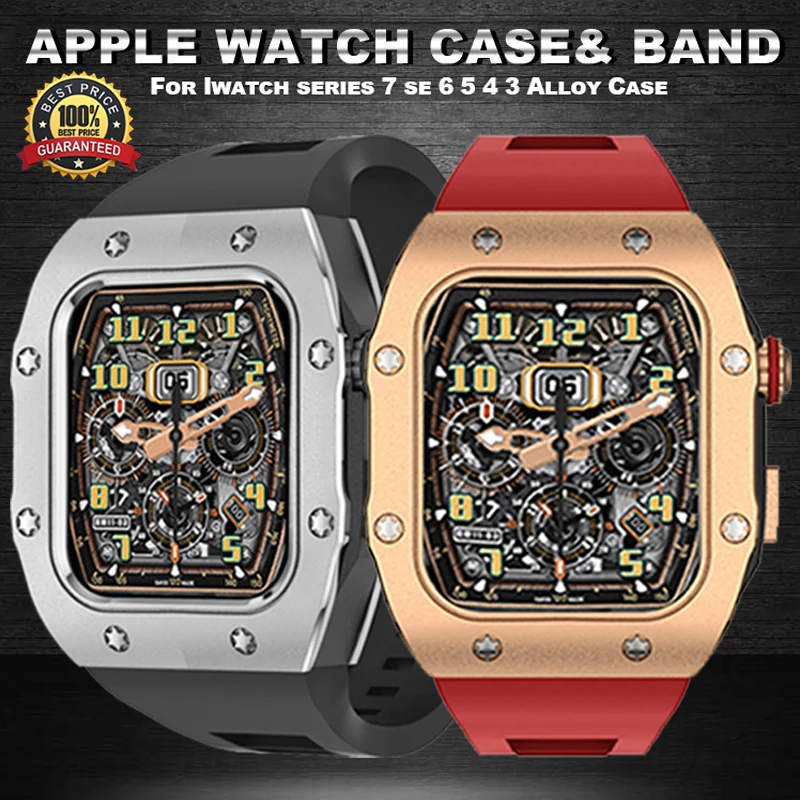 Новый роскошный модифицированный комплект для Apple Watch 8 7 6 5 4 3 44 мм 45 мм, металлическая рамка из сплава для I Watch 6 5 SE, резиновый ремешок
Новый роскошный модифицированный комплект для Apple Watch 8 7 6 5 4 3 44 мм 45 мм, металлическая рамка из сплава для I Watch 6 5 SE, резиновый ремешок