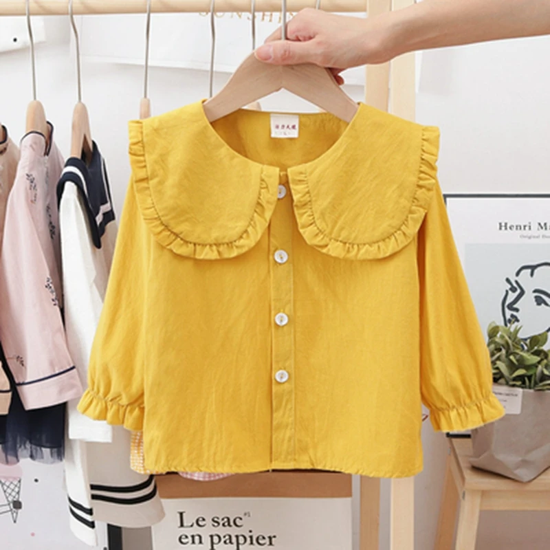 Girls Blouses Cotton Shirts Jacquard Kids Flare Sleeve Tops Ruffles Collar Spring Autumn Clothes Baby Girls Blouse Tee Camisa
Girls Blouses Cotton Shirts Jacquard Kids Flare Sleeve Tops Ruffles Collar Spring Autumn Clothes Baby Girls Blouse Tee Camisa