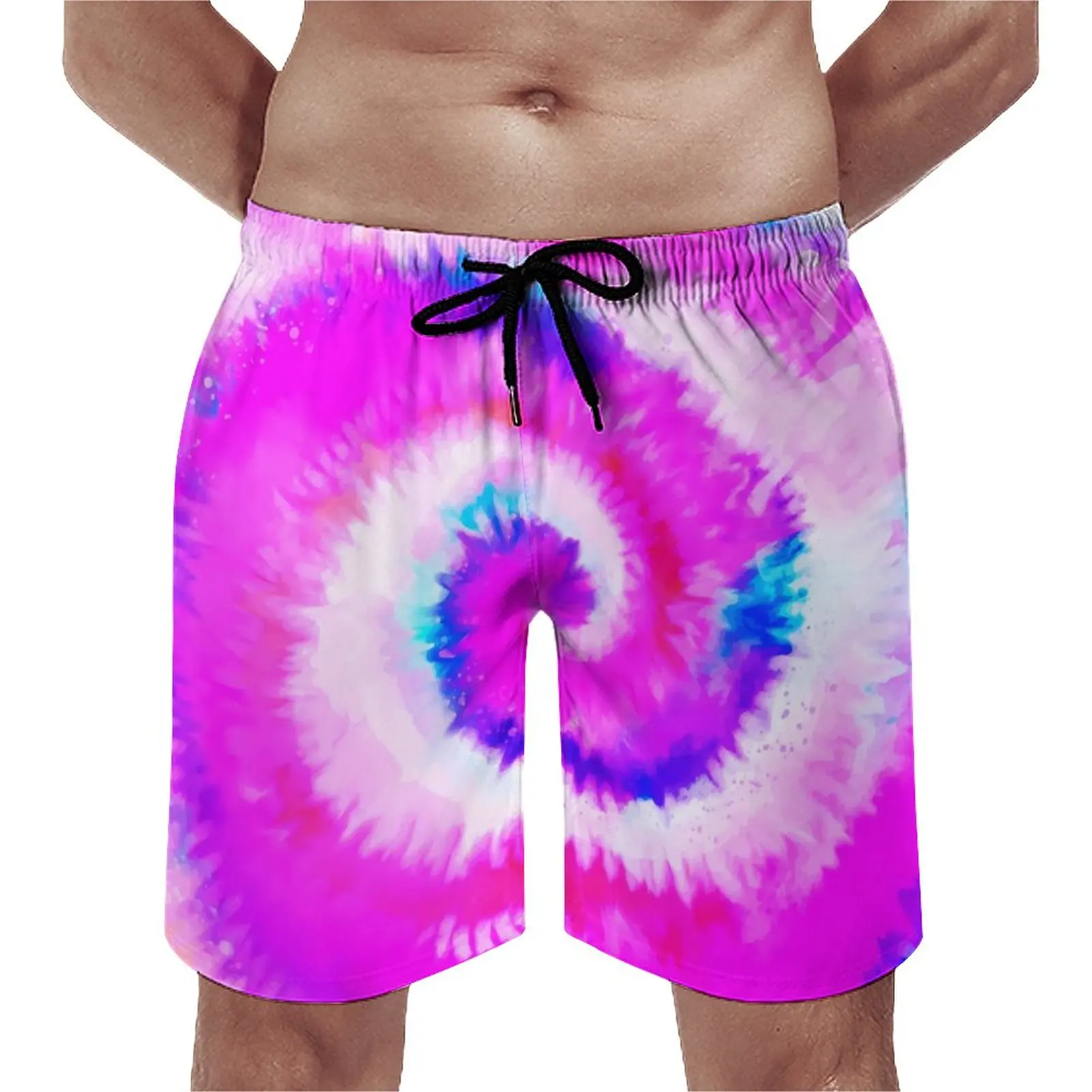 

Rainbow Swirl Print Board Shorts Summer Ombre Tie Dye Fashion Beach Short Pants Men Running Fast Dry Printed Beach Trunks