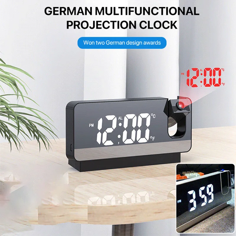 MICLOCK New 3D Projection Alarm Clock Snooze Larger LED Mirror Clock Display Temperature Auto Brightness Bedroom Bedside Clock
MICLOCK New 3D Projection Alarm Clock Snooze Larger LED Mirror Clock Display Temperature Auto Brightness Bedroom Bedside Clock