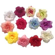10Pcs 4.5Cm Silk Rose Artificial Flower Head Used For DIY Grass Wall Wedding Bridal Accessories Family New Year Christmas Decor