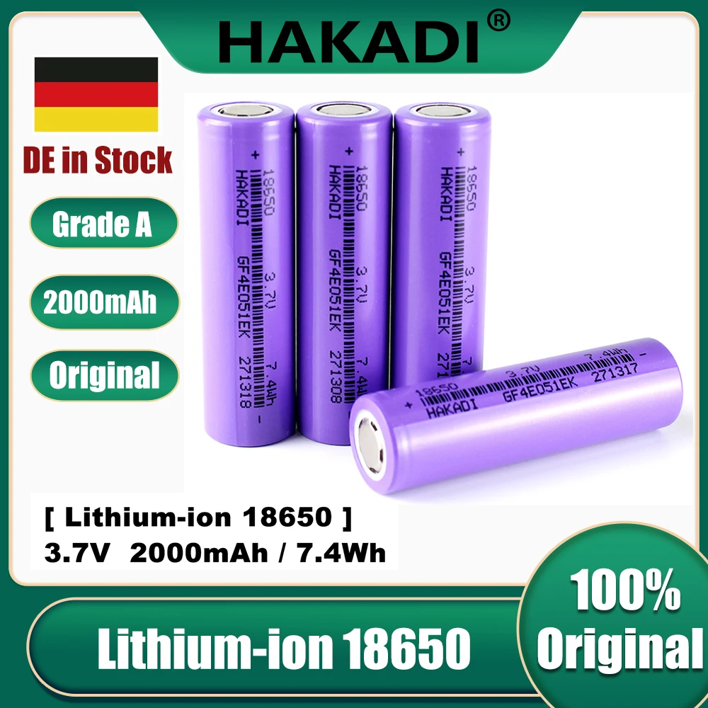 100% Original 18650 3.7V 2000mAh Lithium Rechargeable Battery Li-ion Akku For Flashlight batteries Torch Toy DE in Stock
100% Original 18650 3.7V 2000mAh Lithium Rechargeable Battery Li-ion Akku For Flashlight batteries Torch Toy DE in Stock