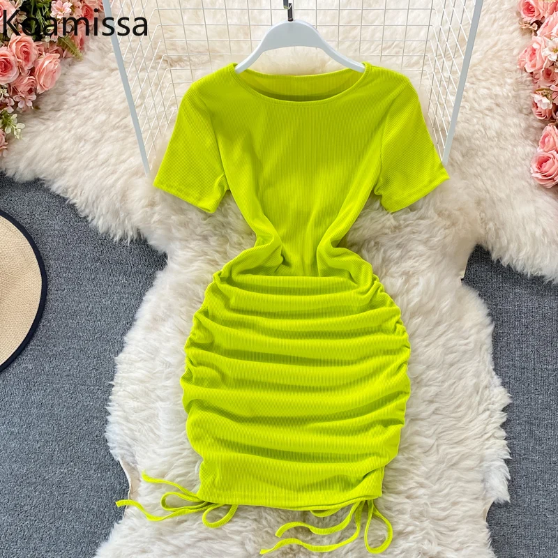 Koamissa Fashion Women Drawstring Draped Mini Short Dress Knitted Office Lady Basic Solid Bodycon Dresses Chic 2022 Summer
Koamissa Fashion Women Drawstring Draped Mini Short Dress Knitted Office Lady Basic Solid Bodycon Dresses Chic 2022 Summer