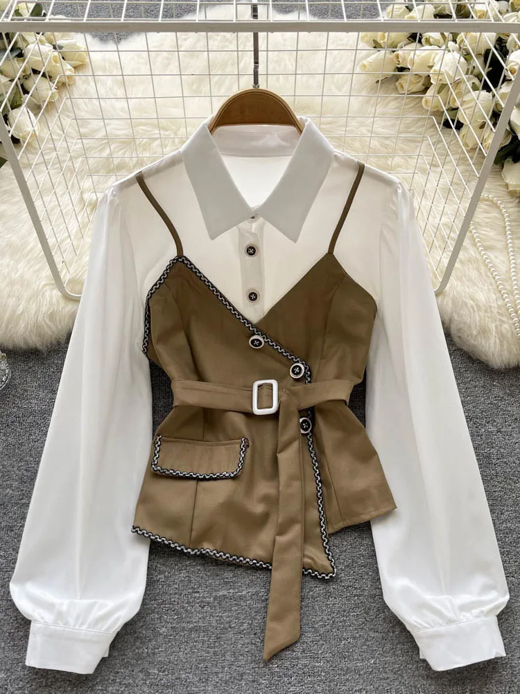 Women Autumn Winter Shirt Tops French Design Waist-contrast Color Long-sleeved Autumn Fashion Beautiful Blouse D1865
Women Autumn Winter Shirt Tops French Design Waist-contrast Color Long-sleeved Autumn Fashion Beautiful Blouse D1865
