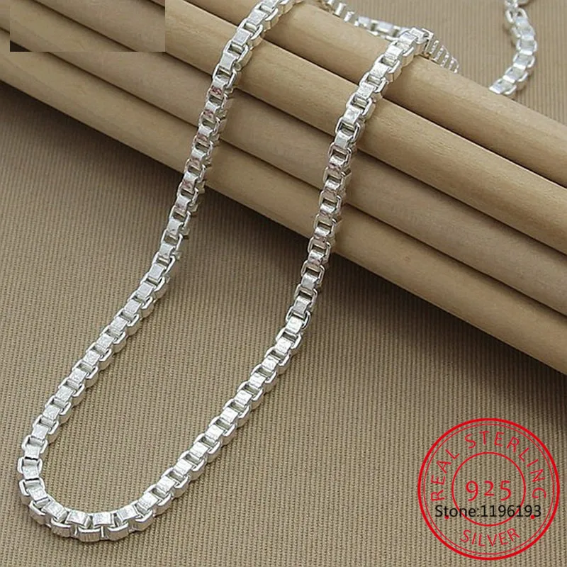 925 Sterling Silver 4mm 20 inches Box Chain Necklace For Men Women Wedding Engagement Fine Jewelry Colar de Prata
925 Sterling Silver 4mm 20 inches Box Chain Necklace For Men Women Wedding Engagement Fine Jewelry Colar de Prata