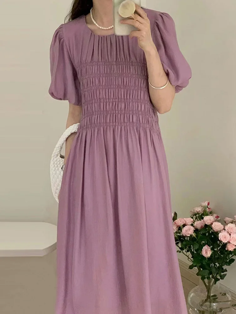 Korean Chic 2022 Summer O Neck Pleated Waist Slim Puff Sleeve Knee Length Dress Women Ladies Vestidos Green Robe G721
Korean Chic 2022 Summer O Neck Pleated Waist Slim Puff Sleeve Knee Length Dress Women Ladies Vestidos Green Robe G721