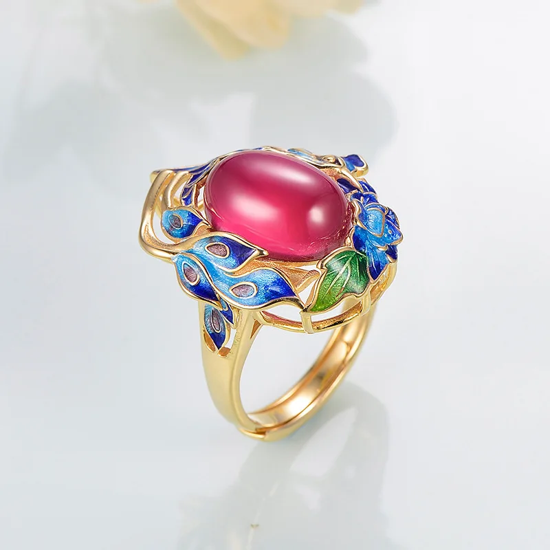 Red Jade Cloisonne Enamel Rings Adjustable Luxury Handmade Unique Silver S925 Gold Plated Emstone Ring Finger Jewerly Party Gift
Red Jade Cloisonne Enamel Rings Adjustable Luxury Handmade Unique Silver S925 Gold Plated Emstone Ring Finger Jewerly Party Gift