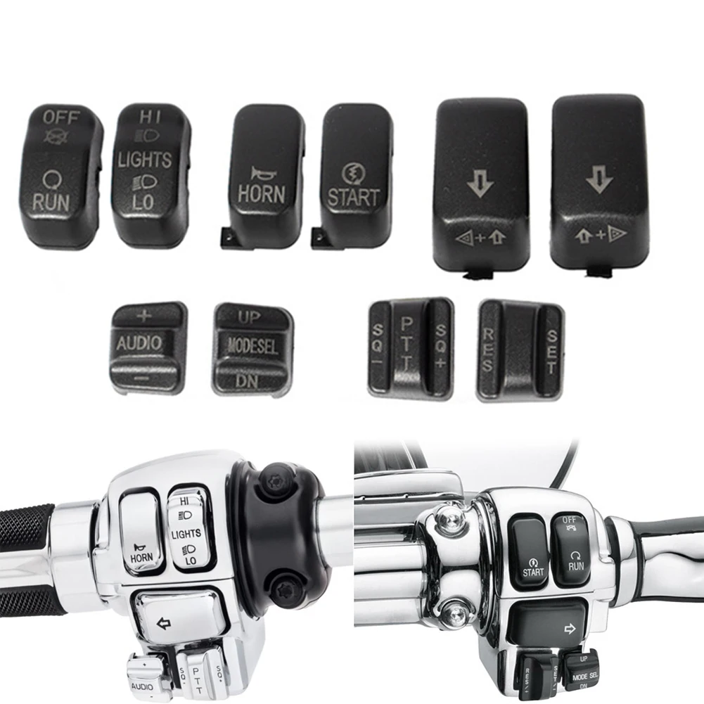 10 Pcs Radio Cruise Control Switch Cap Chrome Surface Black Hand Control Switch Housing Button Cover Kit For Harley 96-13
10 Pcs Radio Cruise Control Switch Cap Chrome Surface Black Hand Control Switch Housing Button Cover Kit For Harley 96-13