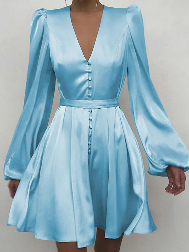 Spring Autumn Elegant Lace-up Mini Dress Women 2022 Fashion V-Neck Long Sleeve Button Slim Dresses Office Lady Party Dress
Spring Autumn Elegant Lace-up Mini Dress Women 2022 Fashion V-Neck Long Sleeve Button Slim Dresses Office Lady Party Dress