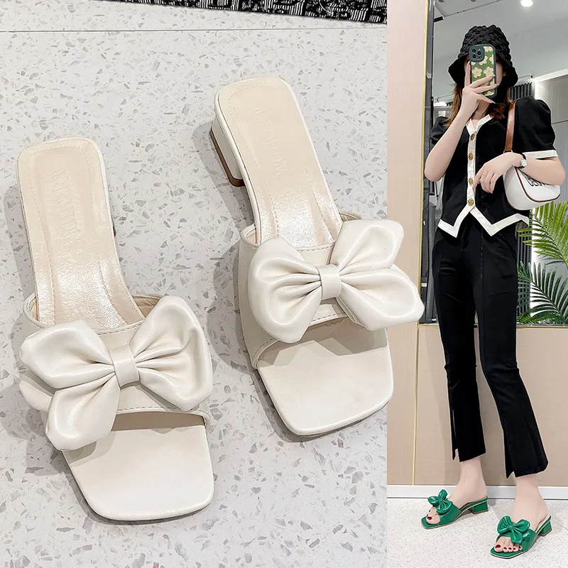 2022 New Summer Ladies Slippers Fairy Wind Sandals Wear Square Toe Open Toe Bow Lazy Thick Heel Sandals 34-43
2022 New Summer Ladies Slippers Fairy Wind Sandals Wear Square Toe Open Toe Bow Lazy Thick Heel Sandals 34-43