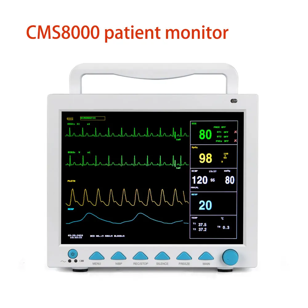 CMS8000 12,1 "ЖК-экран, монитор жизненно важных признаков пациента ICU, многопараметрическое медицинское устройство ECG NIBP SPO2 PR RESP TEMP
CMS8000 12,1 "ЖК-экран, монитор жизненно важных признаков пациента ICU, многопараметрическое медицинское устройство ECG NIBP SPO2 PR RESP TEMP