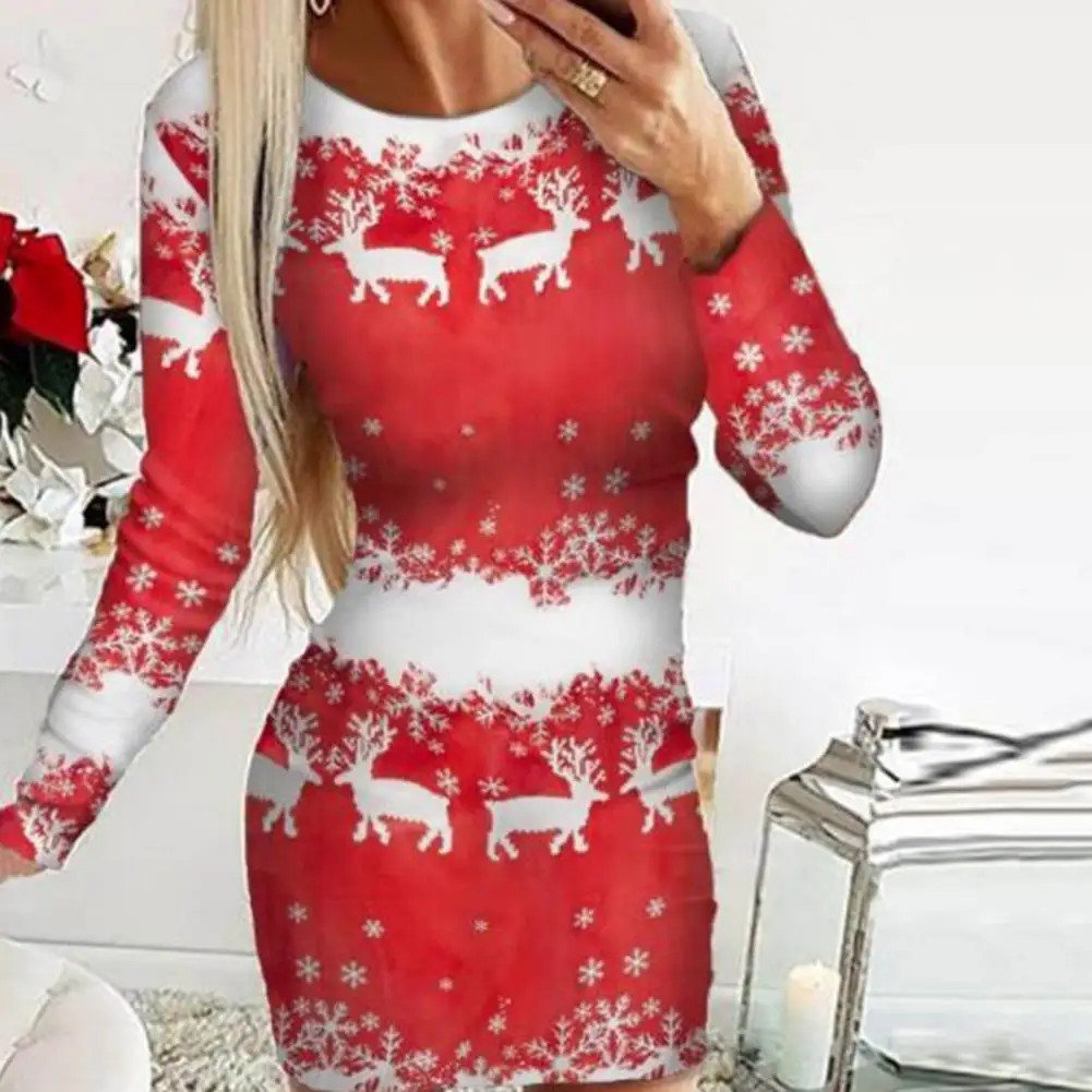 Chic Christmas Dress Skin-touching Waist Tight Windproof Bodycon Dress Above Knee
Chic Christmas Dress Skin-touching Waist Tight Windproof Bodycon Dress Above Knee